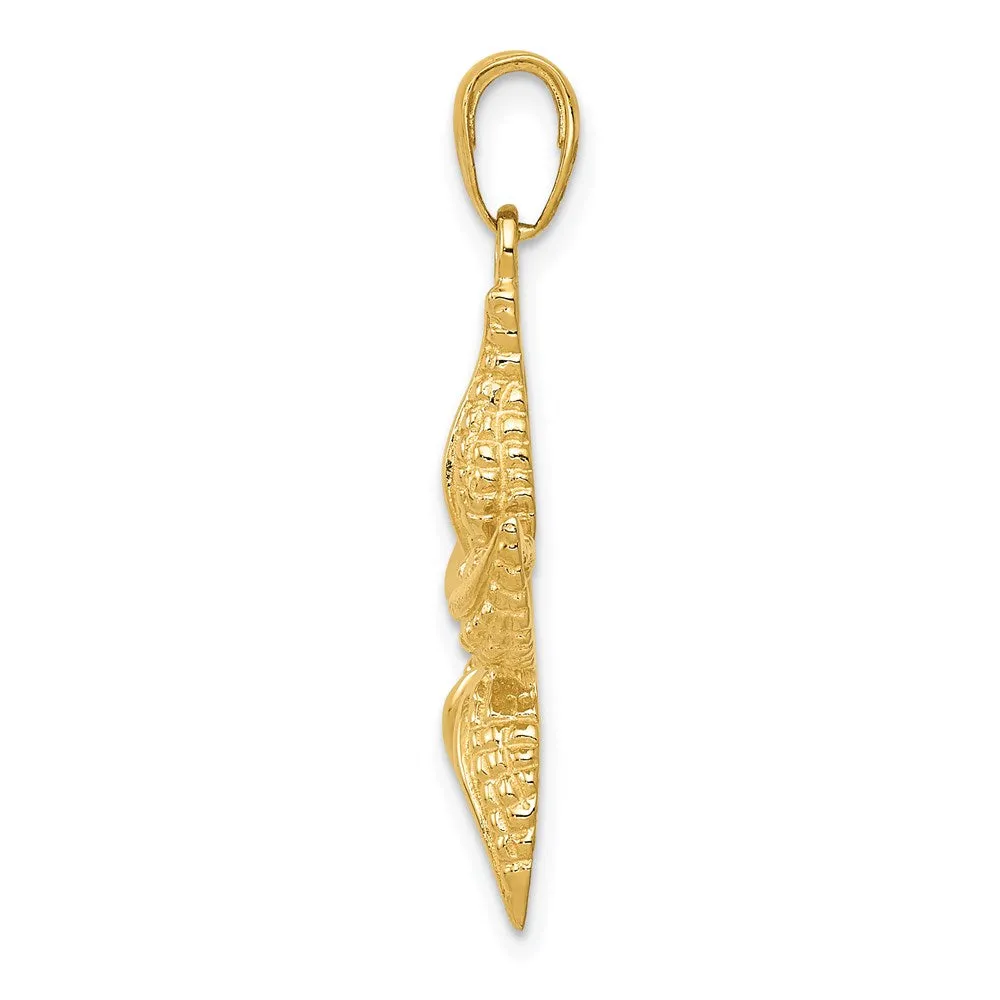 14k Textured Starfish Pendant