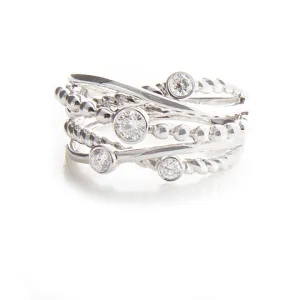 14K Twist White Gold Diamond Ring