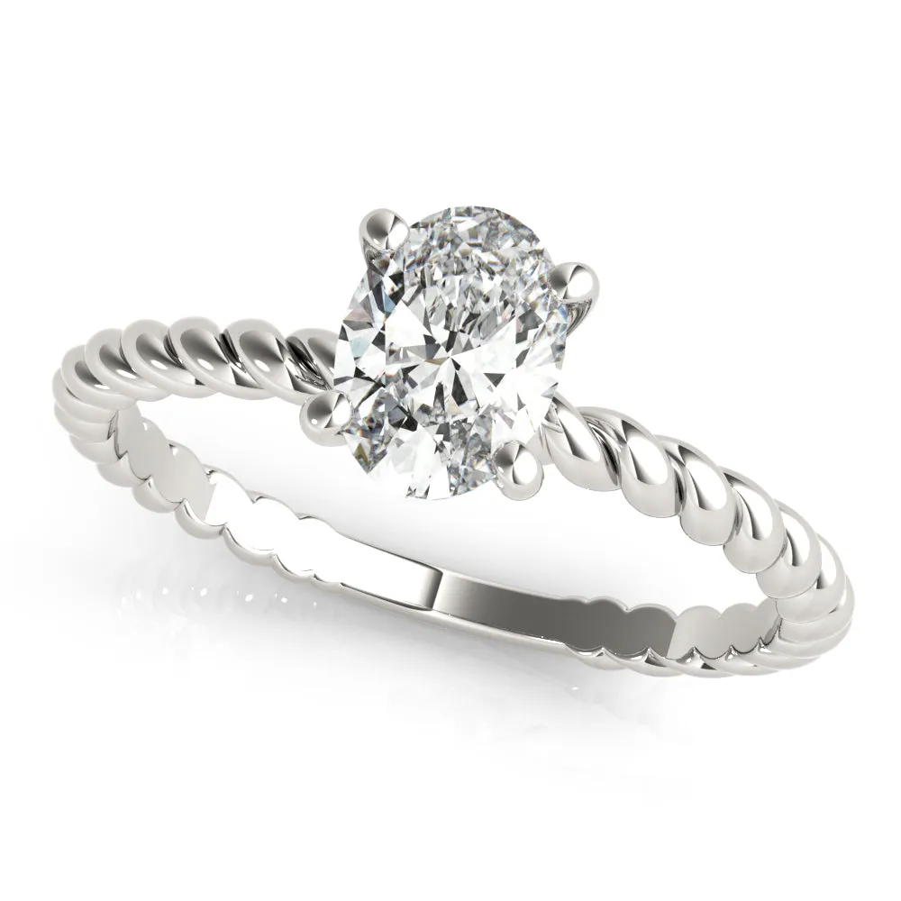 14K White Gold Oval Diamond Twisted Shank Solitaire Engagement Ring (1ct)