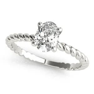 14K White Gold Oval Diamond Twisted Shank Solitaire Engagement Ring (1ct)