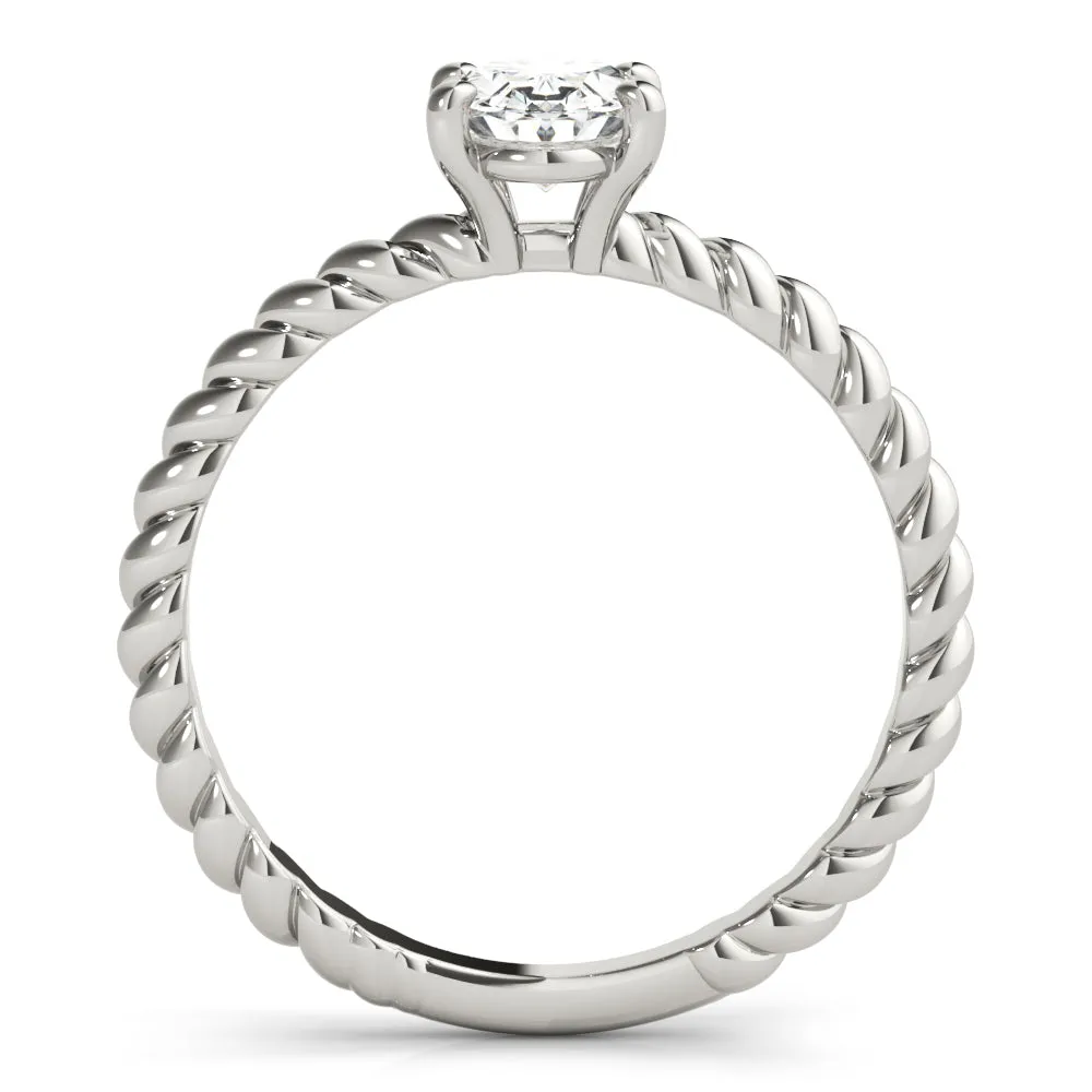 14K White Gold Oval Diamond Twisted Shank Solitaire Engagement Ring (1ct)