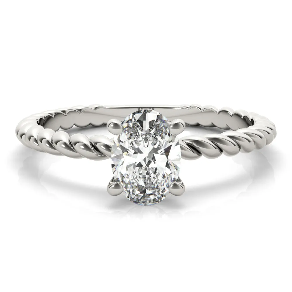 14K White Gold Oval Diamond Twisted Shank Solitaire Engagement Ring (1ct)