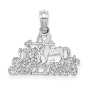 14K White Gold Polished Textured Finish 100% Zodiac SAGITTARIUS Charm Pendant
