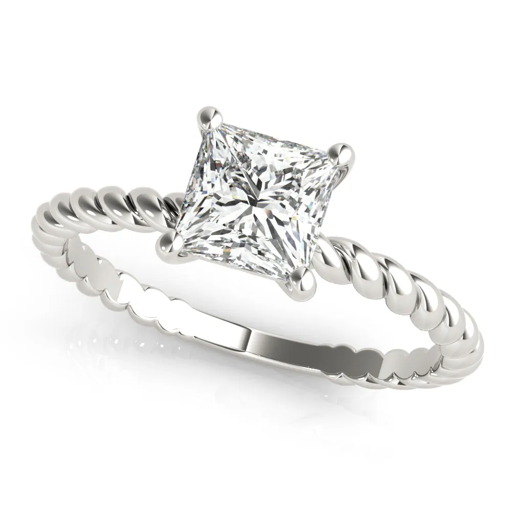 14K White Gold Princess Cut Diamond Twisted Shank Solitaire Engagement Ring (1ct)