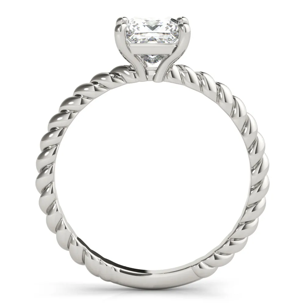 14K White Gold Princess Cut Diamond Twisted Shank Solitaire Engagement Ring (1ct)