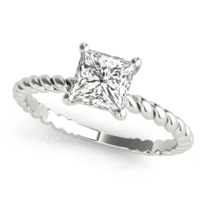 14K White Gold Princess Cut Diamond Twisted Shank Solitaire Engagement Ring (1ct)