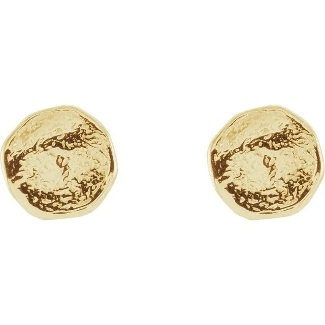 14K Yellow Gold Textured Earrings