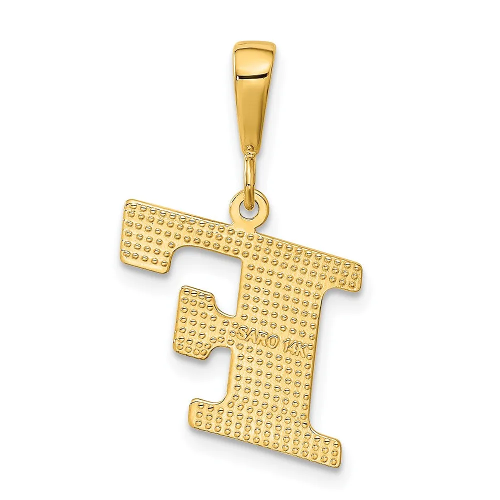 14k Yellow Gold Textured Initial F Charm