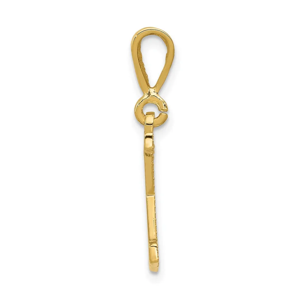 14k Yellow Gold Textured Initial K Charm