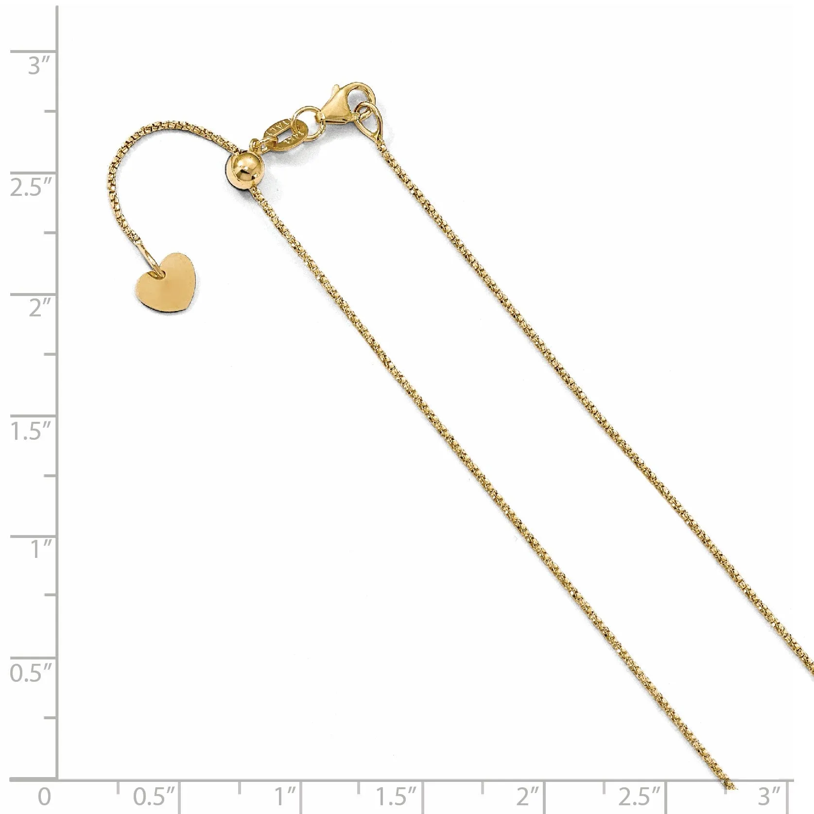 14k Yellow Gold Twisted Box Adjustable Chain