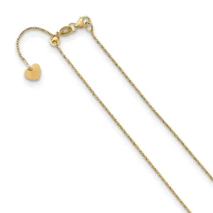 14k Yellow Gold Twisted Box Adjustable Chain
