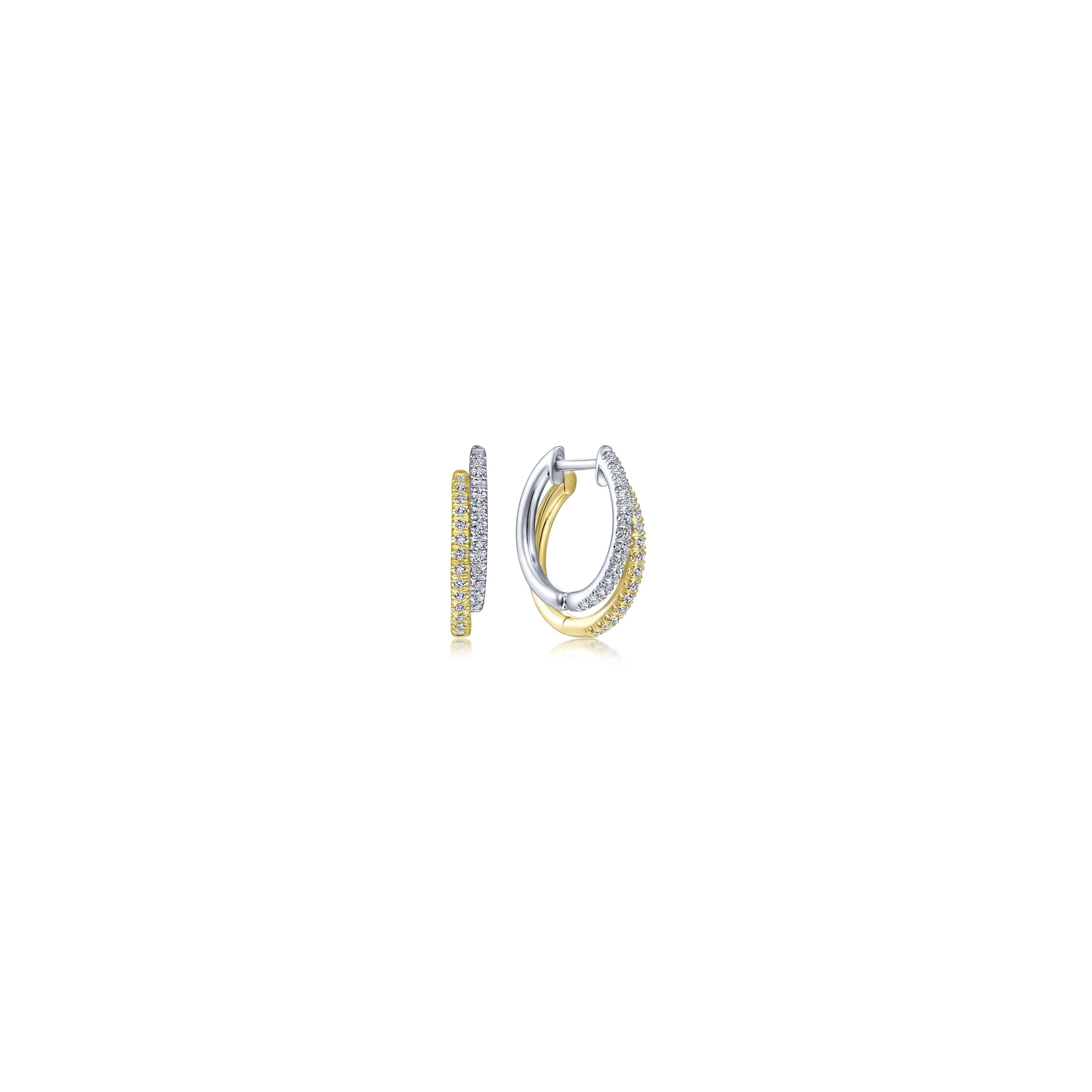 14KT White and Yellow Gold Two-Tone Earrings