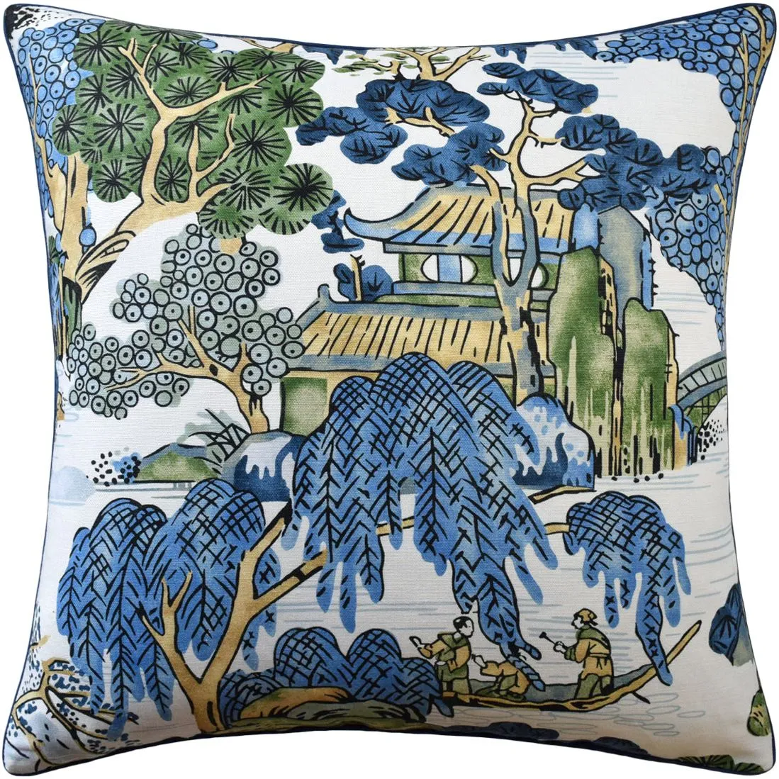 14x20 ASIAN SCENIC PILLOW BLUE GREEN