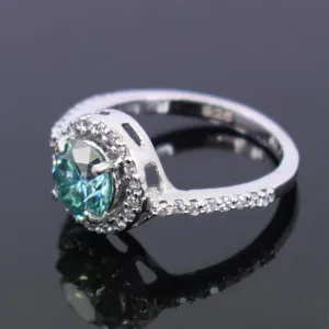 1.50 Ct AAA Certified Elegant Blue Diamond Ring in 925 Silver with Accents, Excellent Luster and Great Ideal Gift For Anniversary!