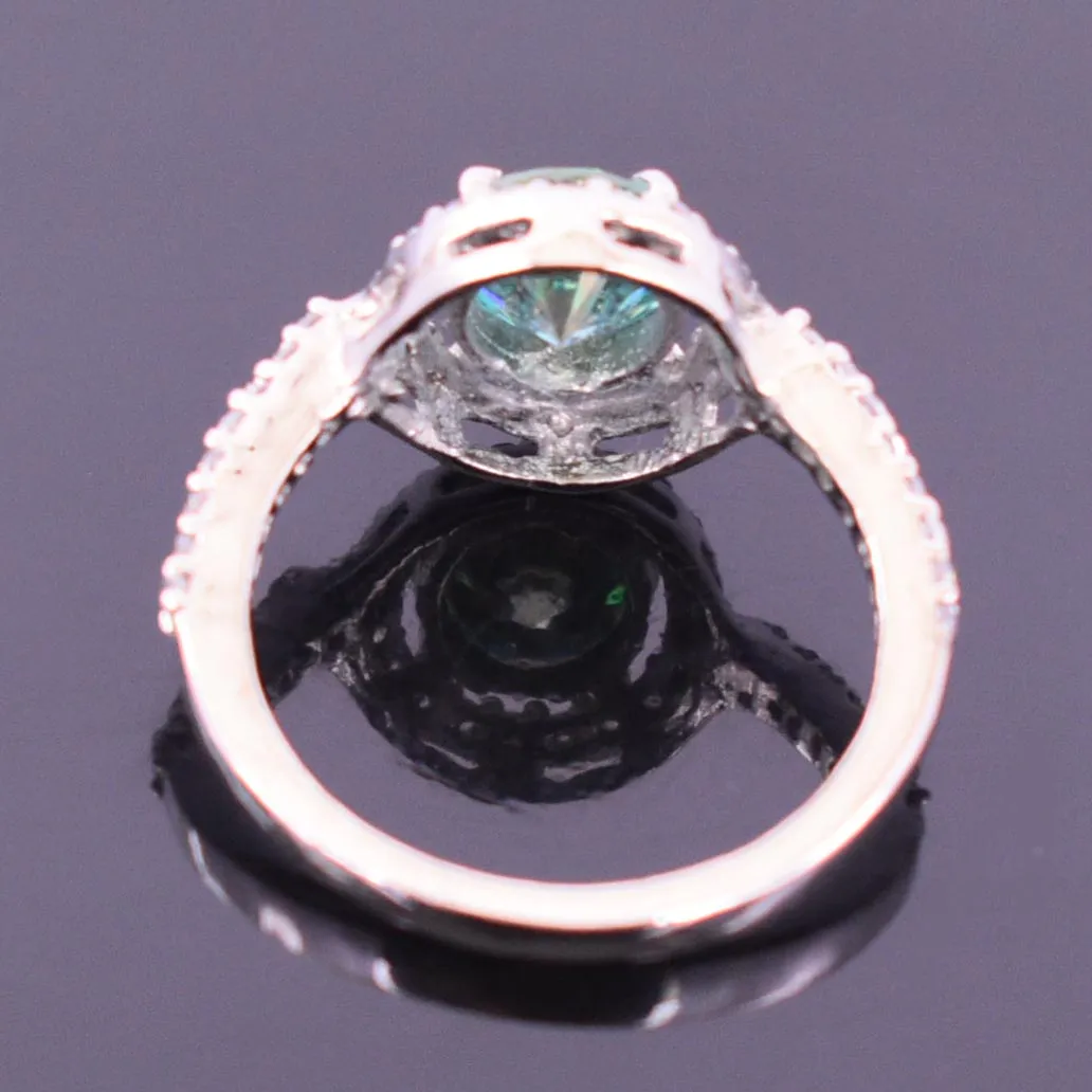 1.50 Ct AAA Certified Elegant Blue Diamond Ring in 925 Silver with Accents, Excellent Luster and Great Ideal Gift For Anniversary!