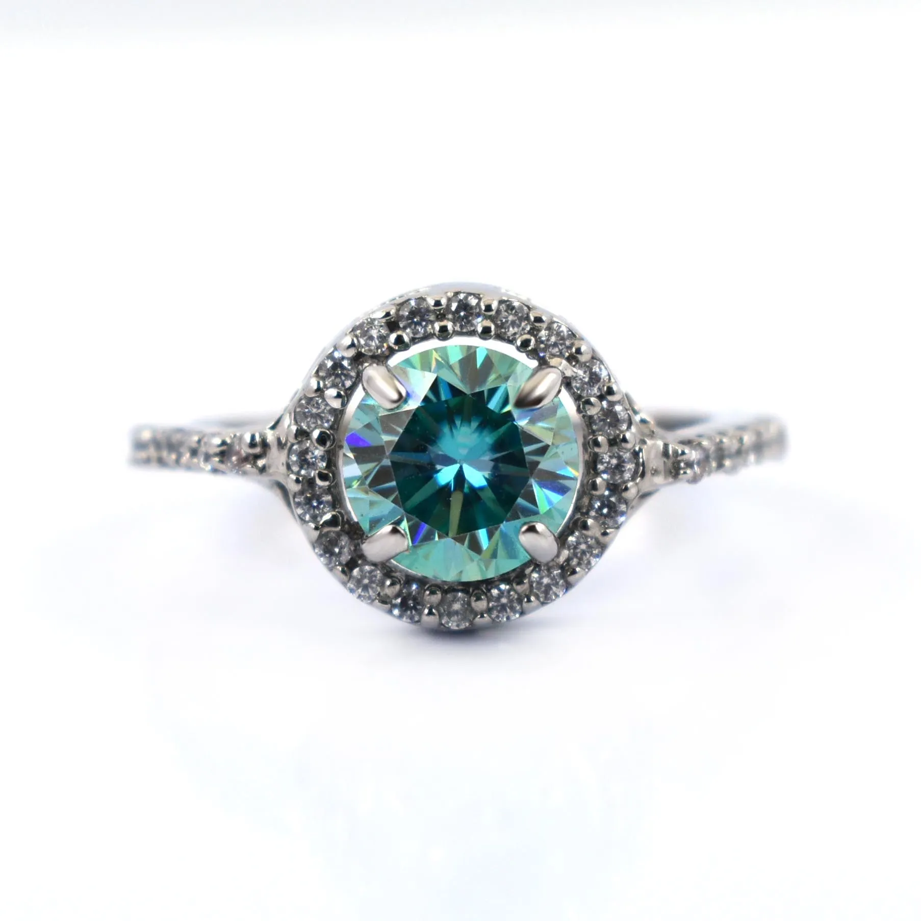 1.50 Ct AAA Certified Elegant Blue Diamond Ring in 925 Silver with Accents, Excellent Luster and Great Ideal Gift For Anniversary!