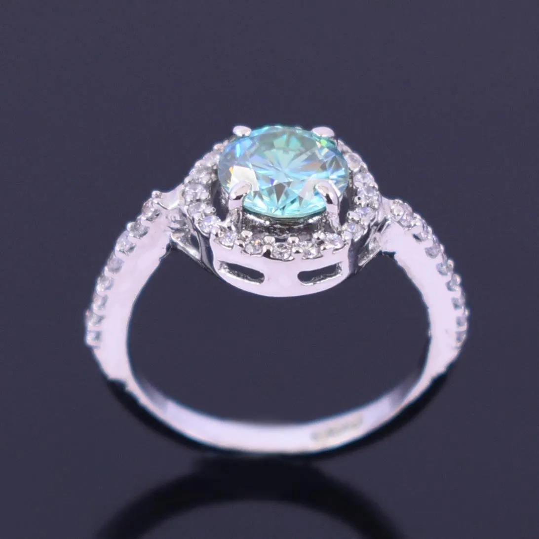 1.50 Ct AAA Certified Elegant Blue Diamond Ring in 925 Silver with Accents, Excellent Luster and Great Ideal Gift For Anniversary!
