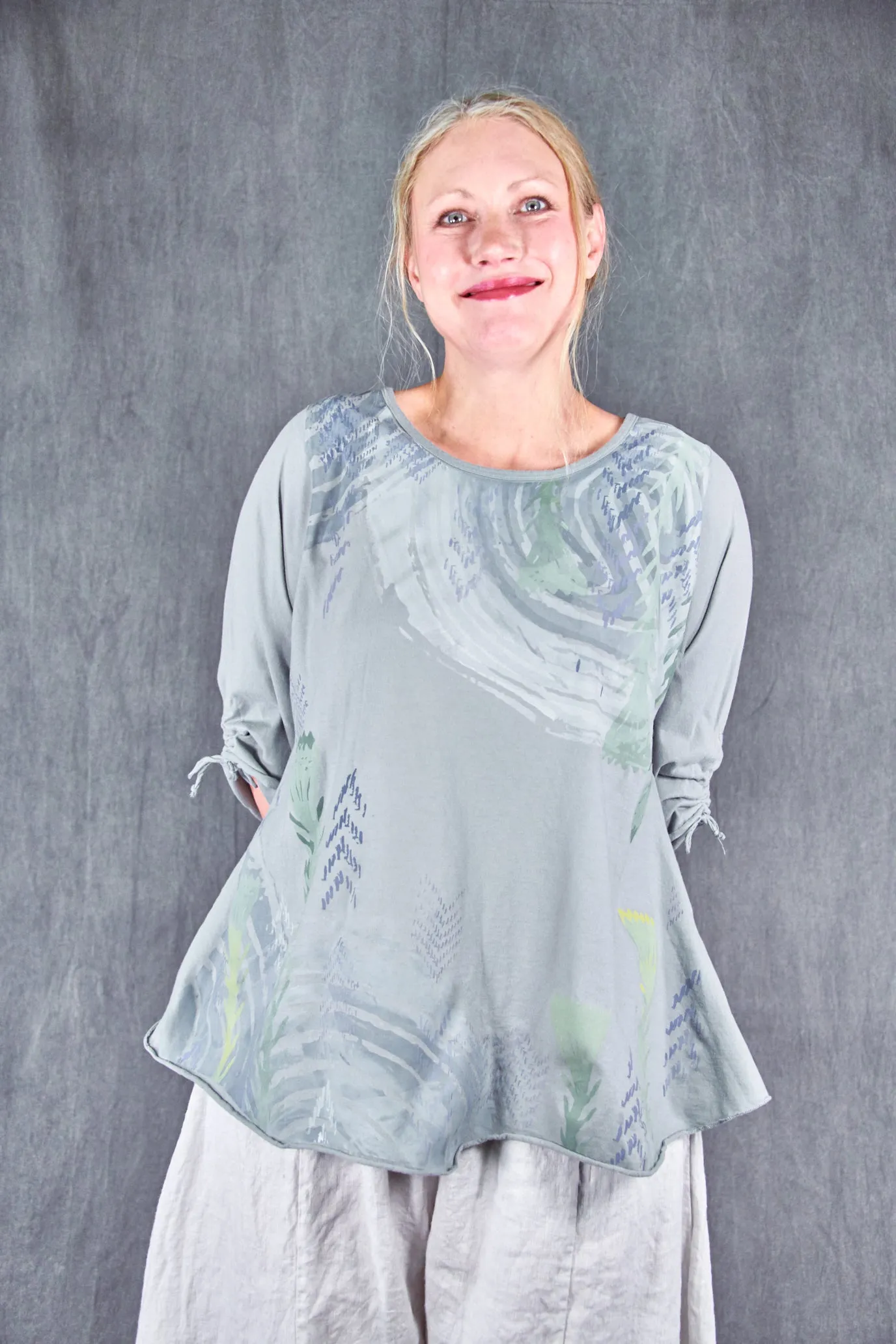 1578 Cafe Tee W/Drawcord Sleeves-Blue Dawn-P