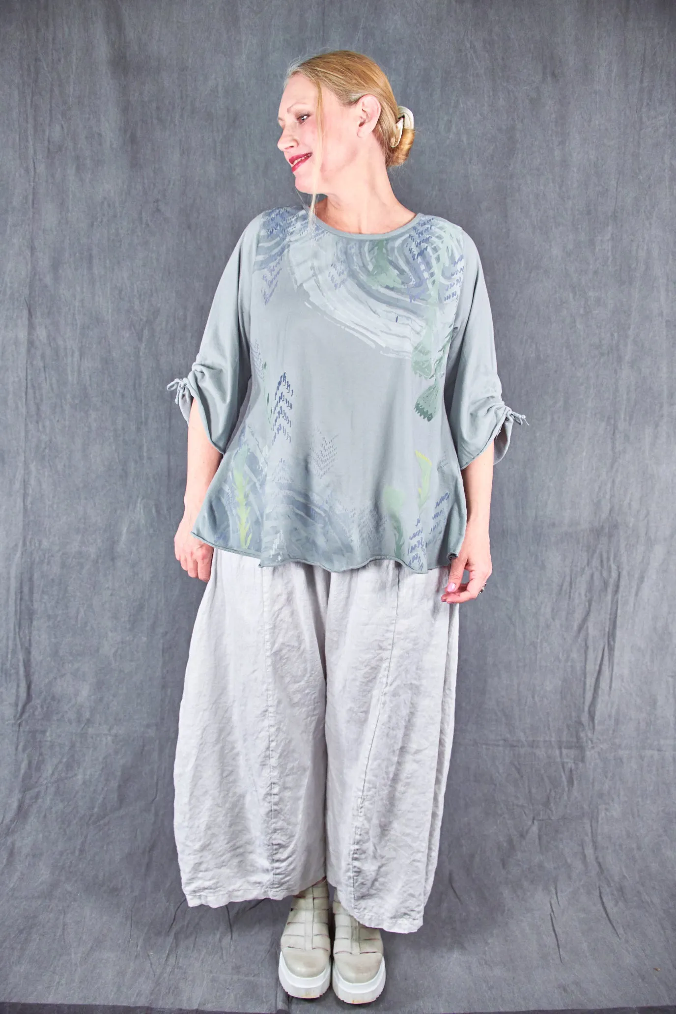 1578 Cafe Tee W/Drawcord Sleeves-Blue Dawn-P