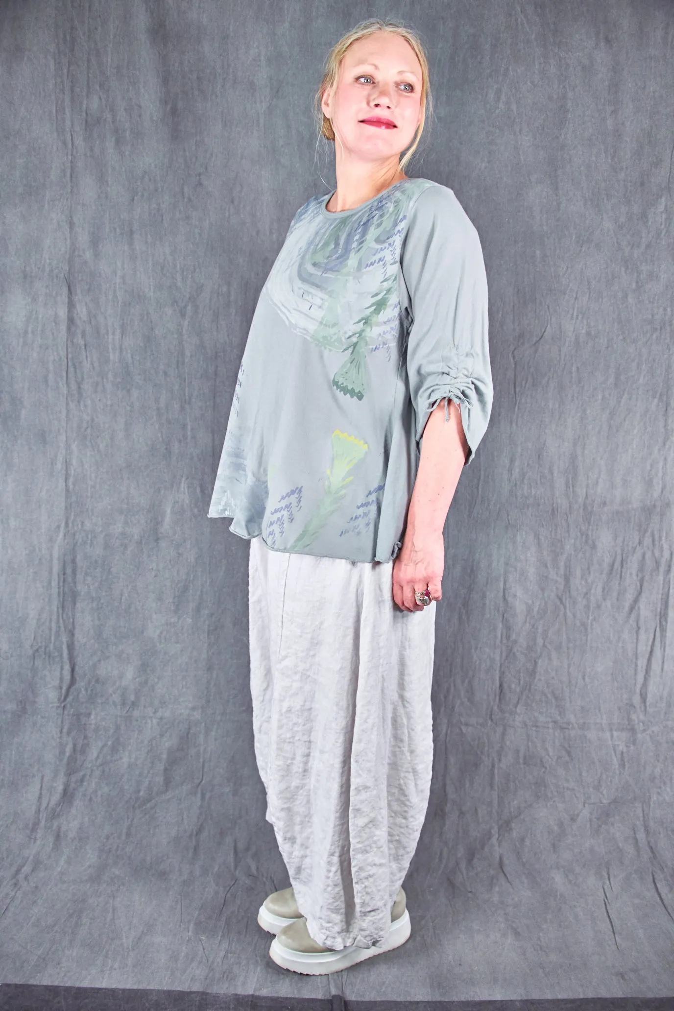 1578 Cafe Tee W/Drawcord Sleeves-Blue Dawn-P