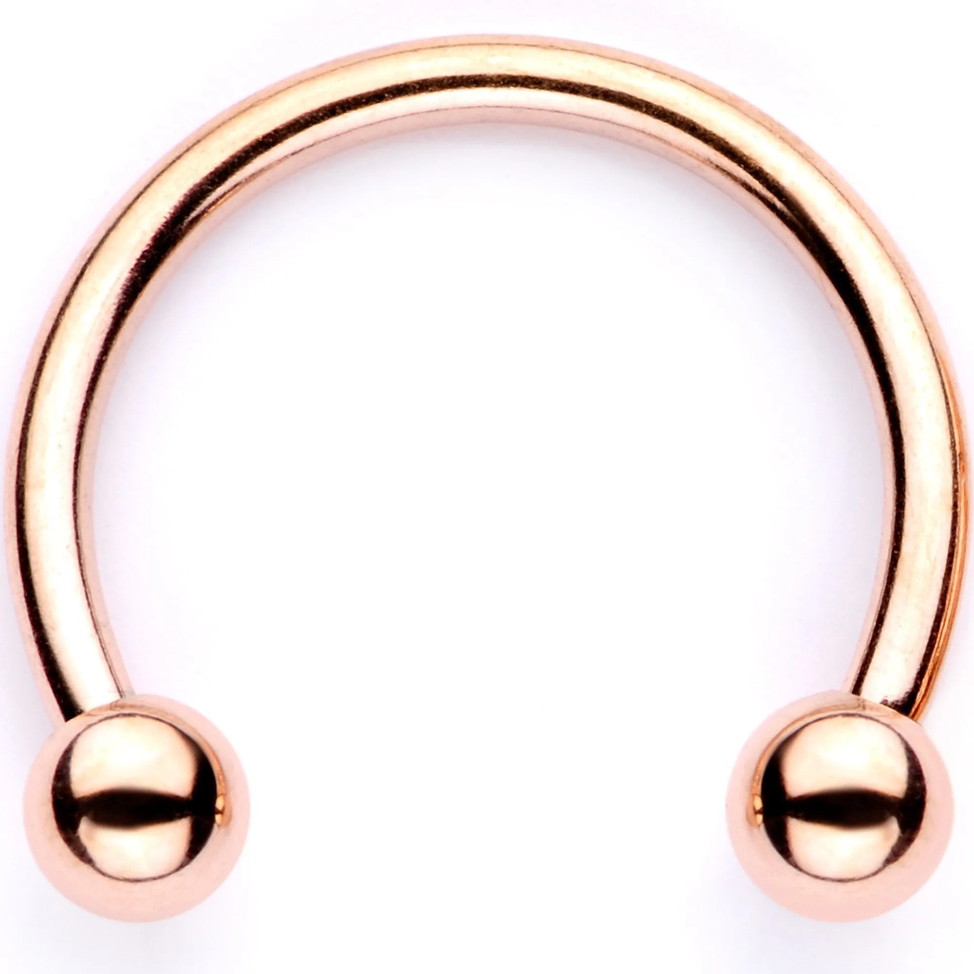 16 Gauge 3/8 Pink Faux Opal Rose Gold Tone Horseshoe Closure Ring Set