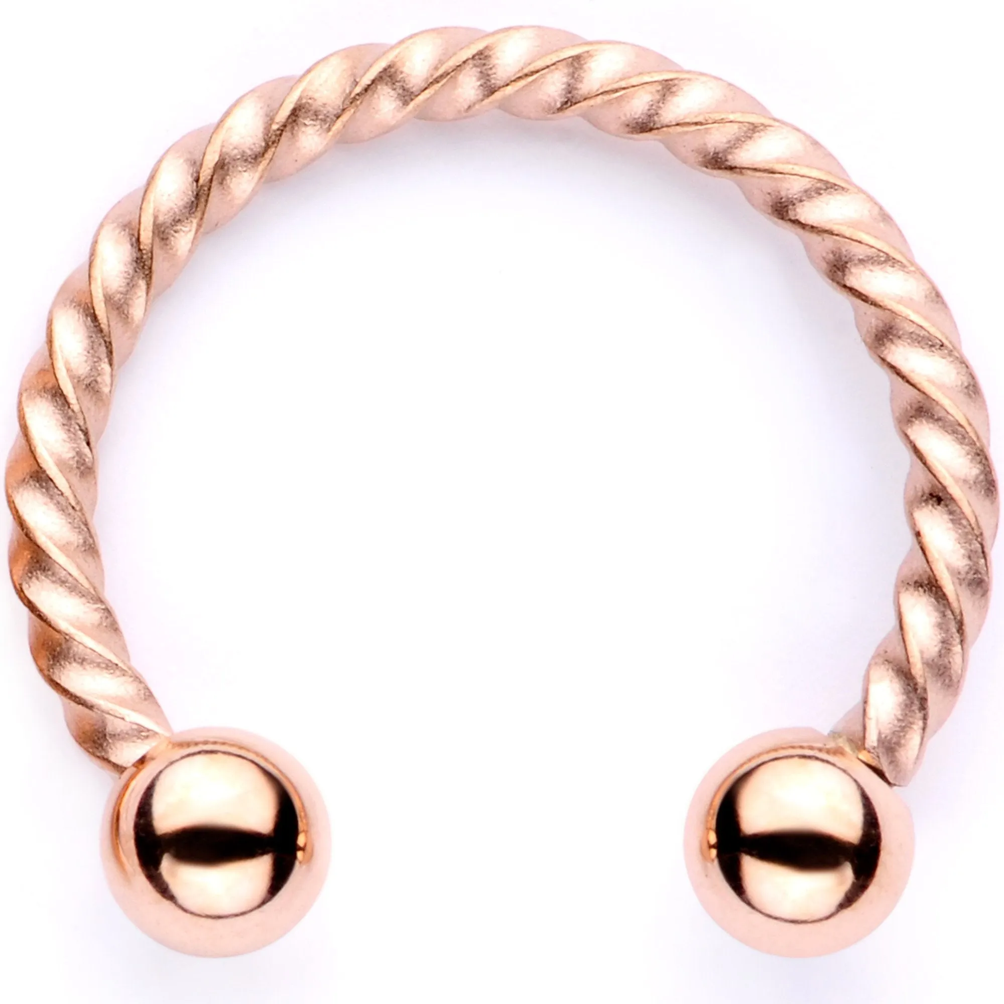16 Gauge 3/8 Pink Faux Opal Rose Gold Tone Horseshoe Closure Ring Set
