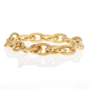 18K Yellow Gold Textured Link Bracelet