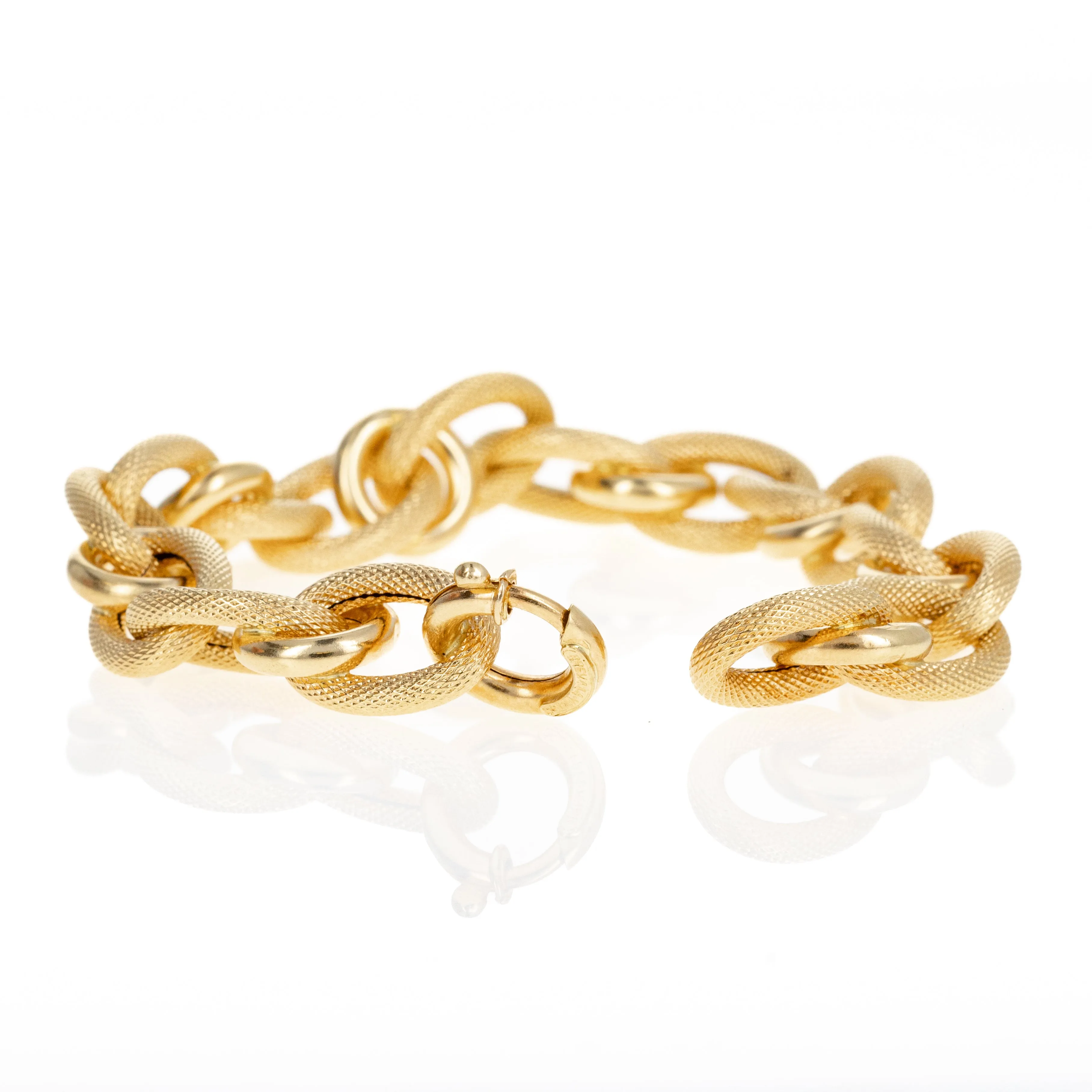 18K Yellow Gold Textured Link Bracelet