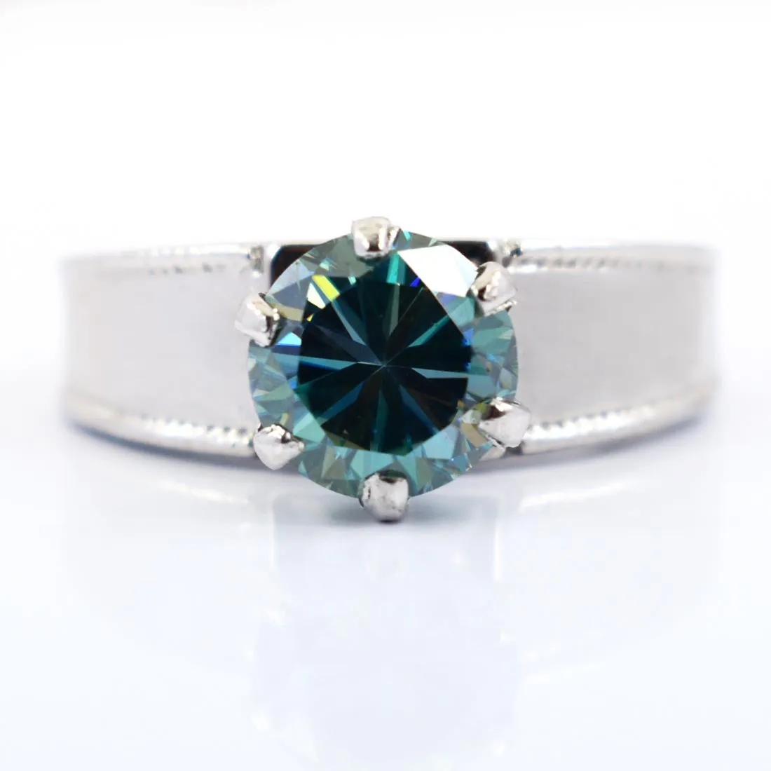 1.95 Ct AAA Certified Blue Diamond Solitaire Ring in White Gold, Latest Collection & Great Shine