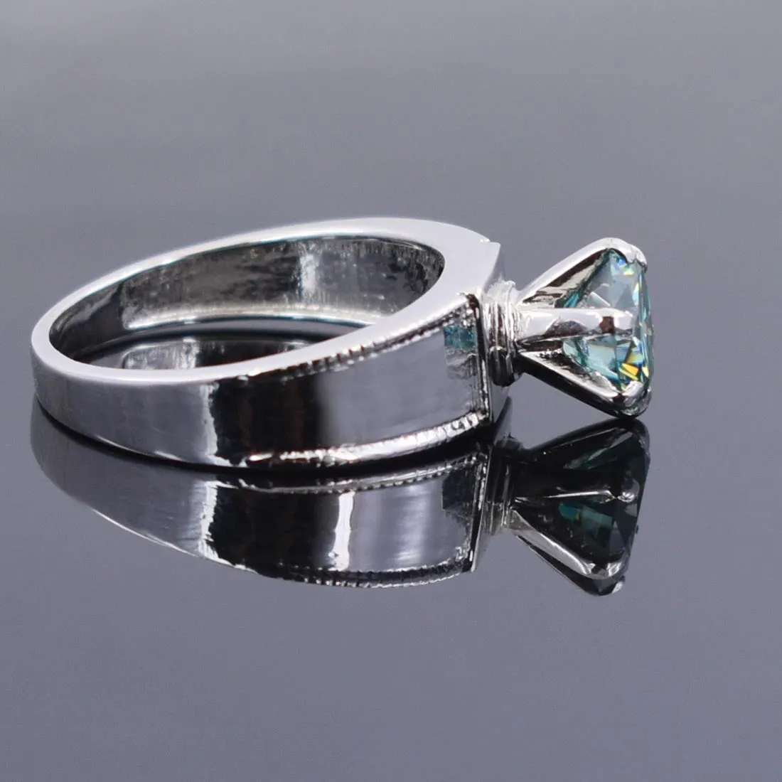 1.95 Ct AAA Certified Blue Diamond Solitaire Ring in White Gold, Latest Collection & Great Shine