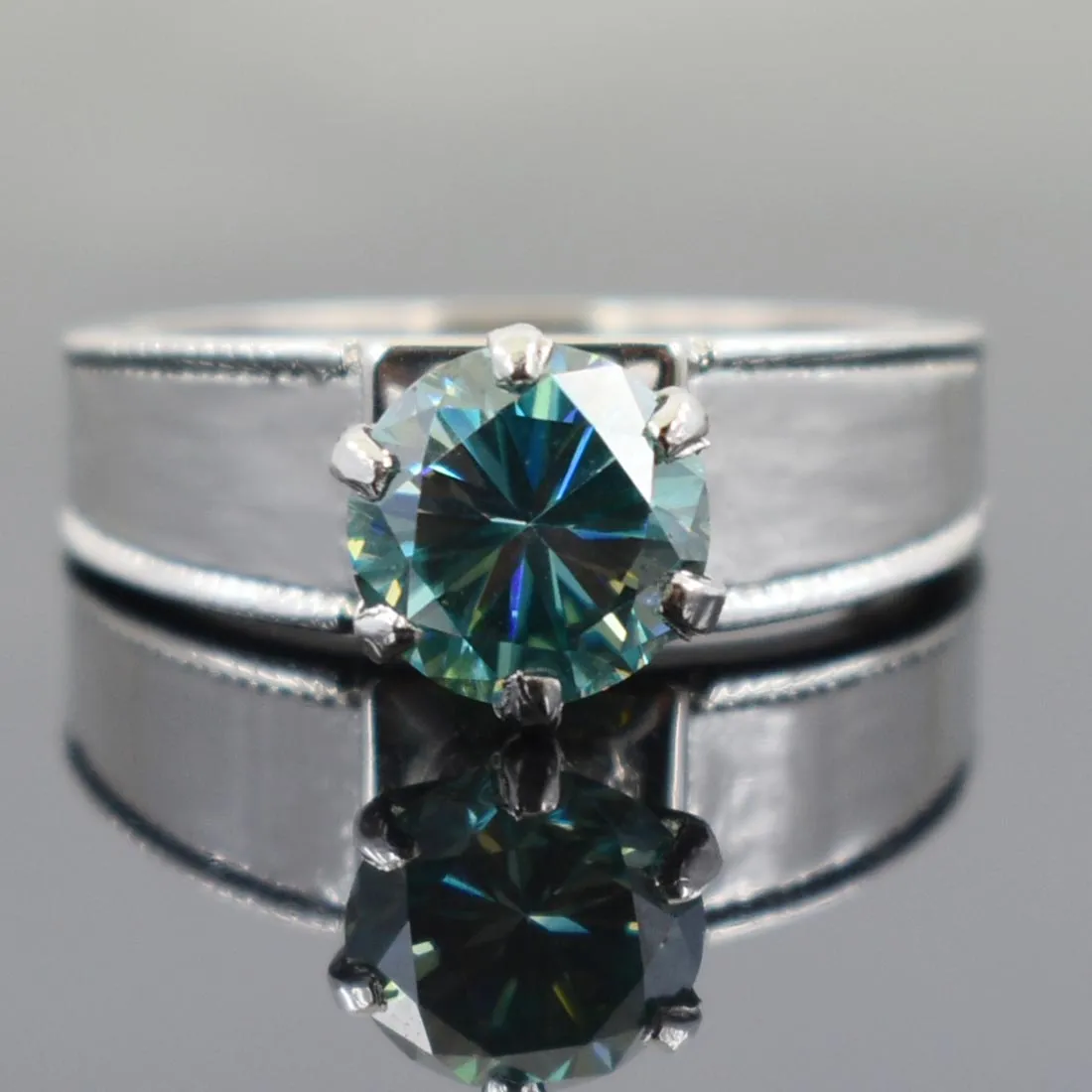 1.95 Ct AAA Certified Blue Diamond Solitaire Ring in White Gold, Latest Collection & Great Shine