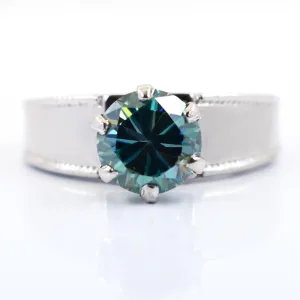 1.95 Ct AAA Certified Blue Diamond Solitaire Ring in White Gold, Latest Collection & Great Shine