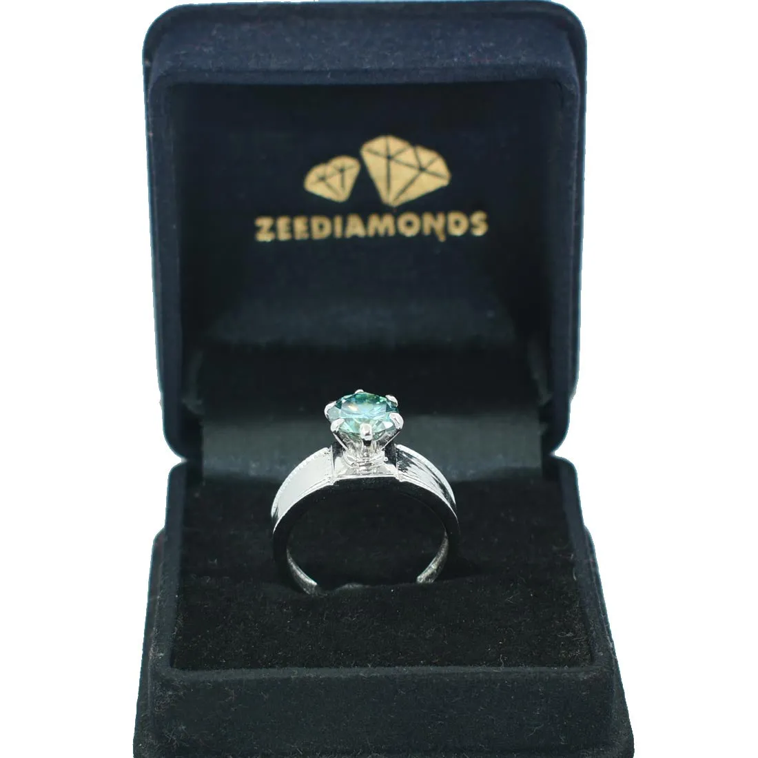 1.95 Ct AAA Certified Blue Diamond Solitaire Ring in White Gold, Latest Collection & Great Shine