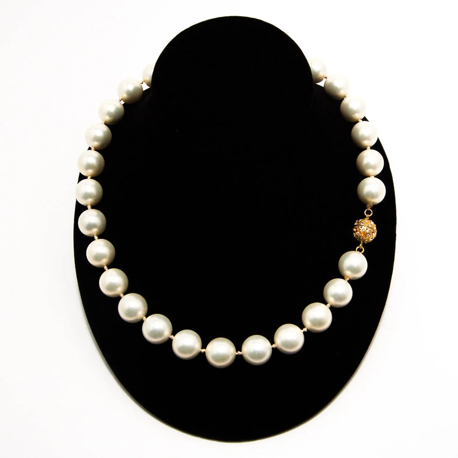 1980's Glass Pearl Necklace by Majorica