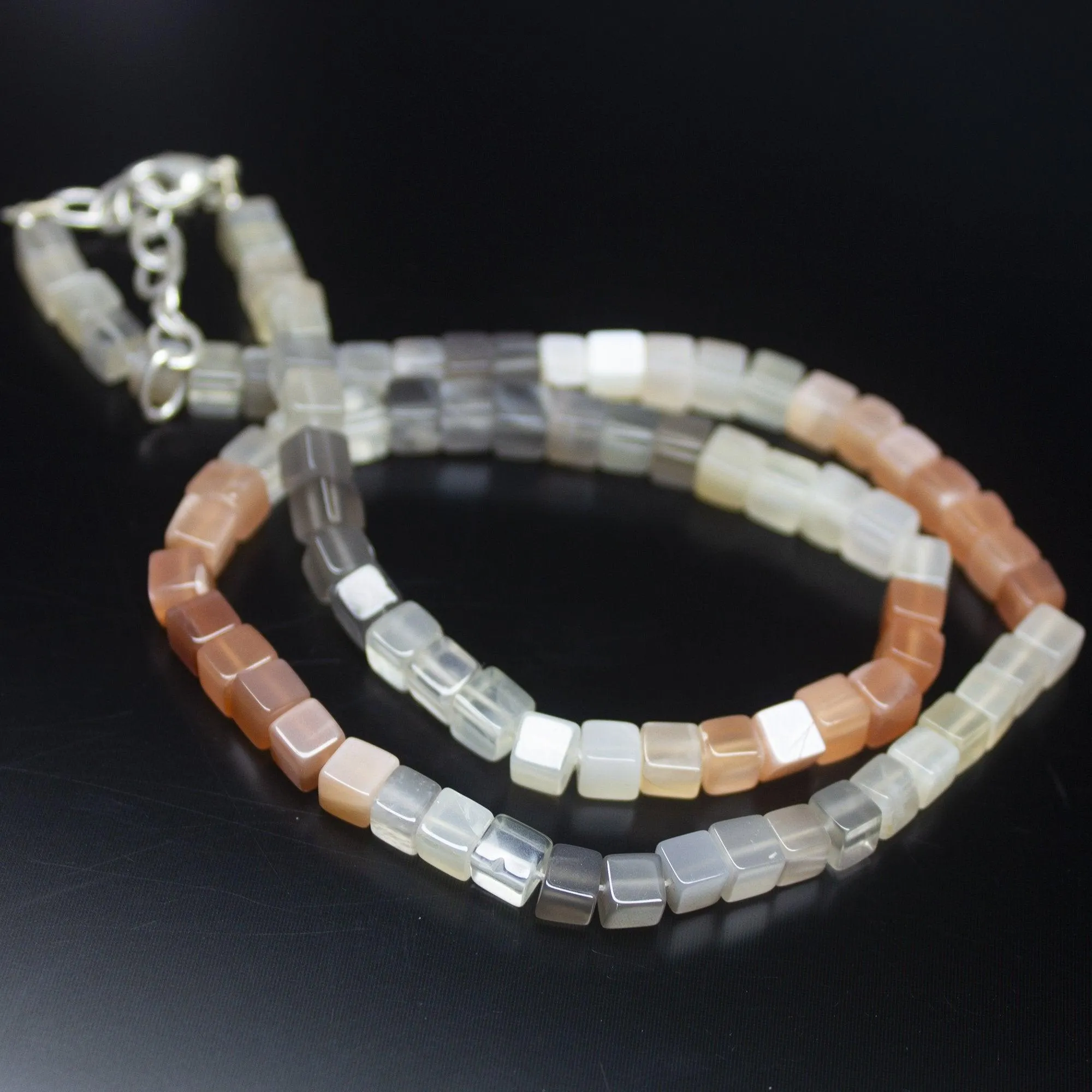 20 inch, 5mm, Multi Color Moonstone Smooth Box Square Shape Beads, Moonstone Beads