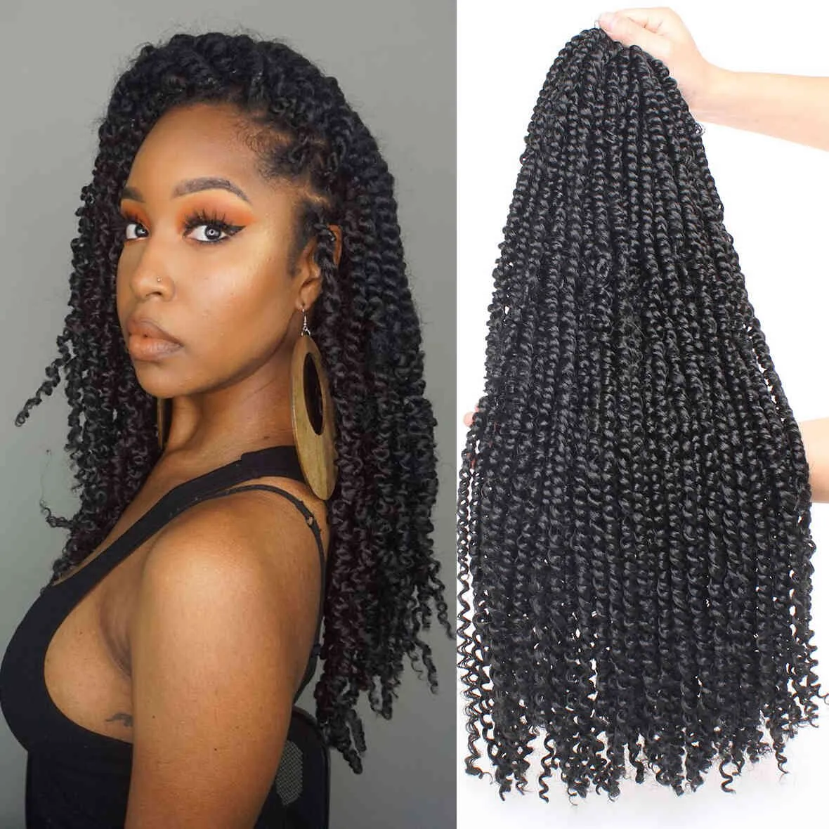 22inch Pre-twisted Passion Twist Crochet Braids Hair Ombre Pre-looped Crochet Braids Synthetic Braiding Hair Extensions