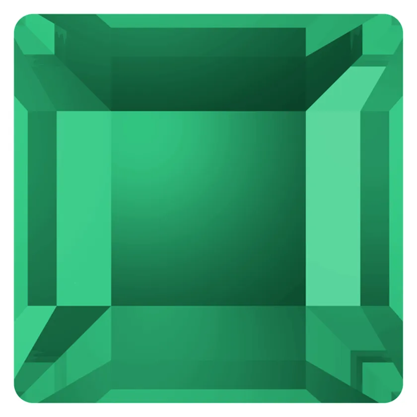 2400 Swarovski Square Flatback No Hotfix, Emerald (205)