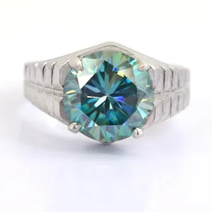 2.95 Ct Very Elegant Blue Diamond Solitaire Ring in White Finish, AAA Certified! Great Brilliance