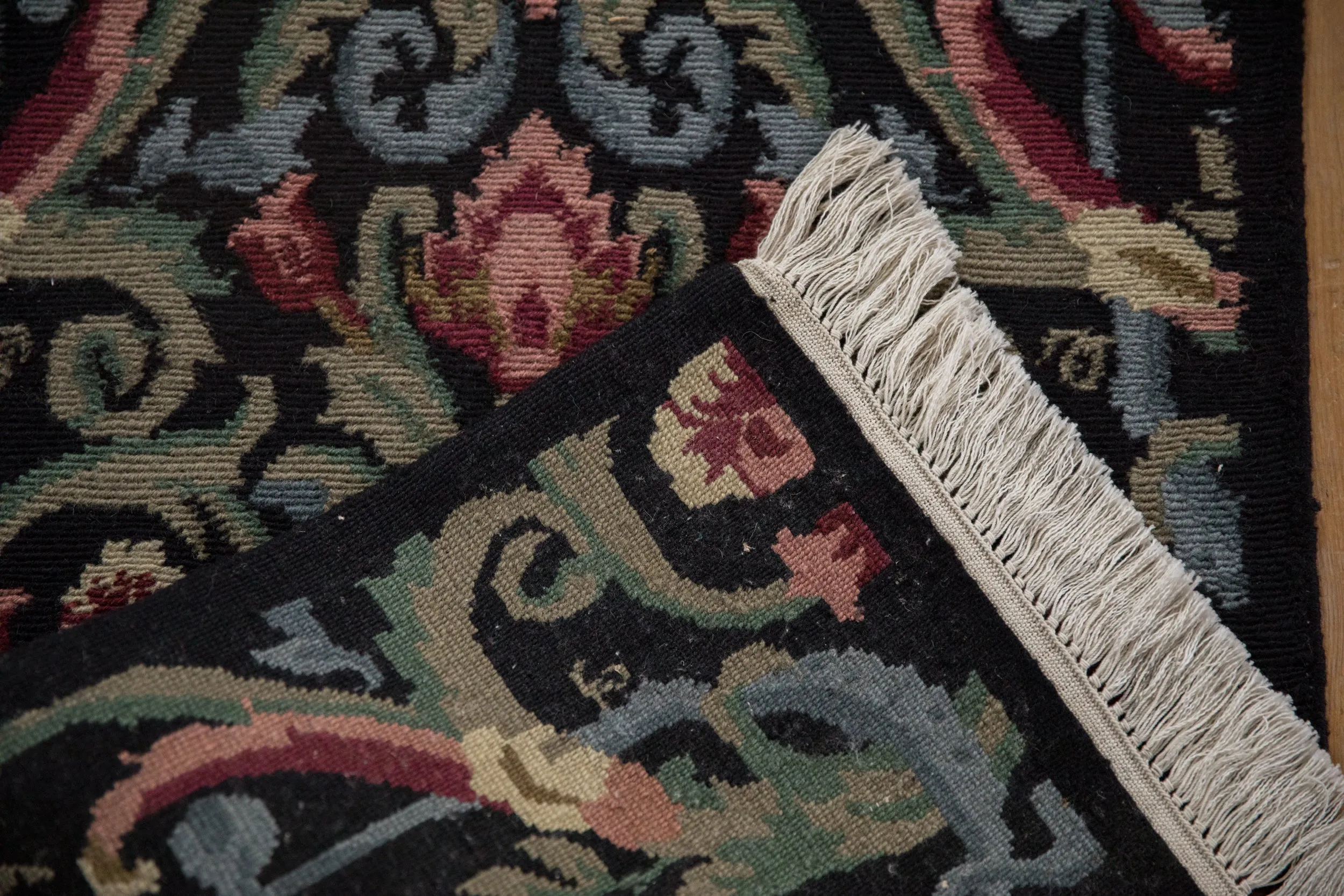 2x4 Vintage Contemporary Indian Savonnerie Design Rug Runner