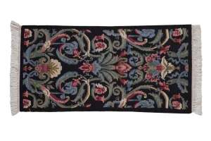 2x4 Vintage Contemporary Indian Savonnerie Design Rug Runner