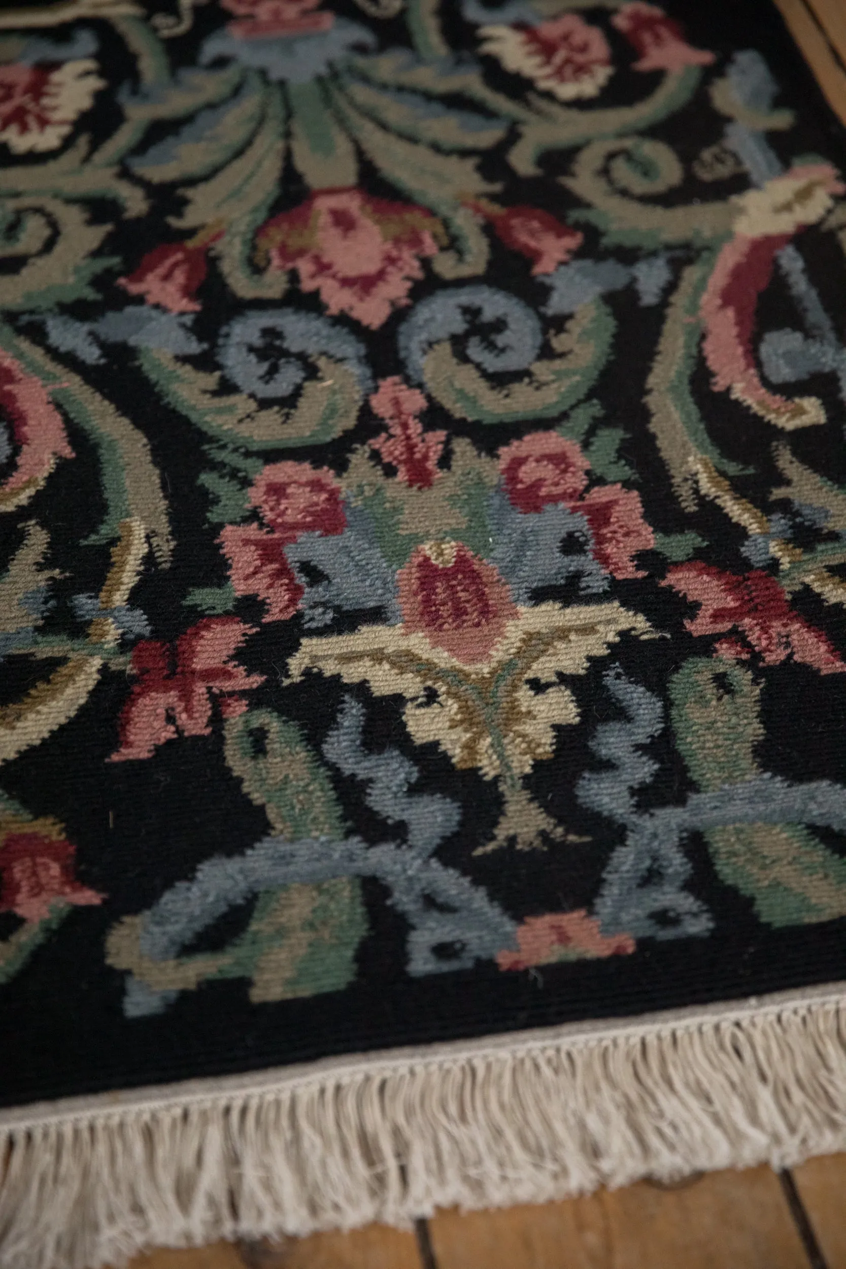 2x4 Vintage Contemporary Indian Savonnerie Design Rug Runner