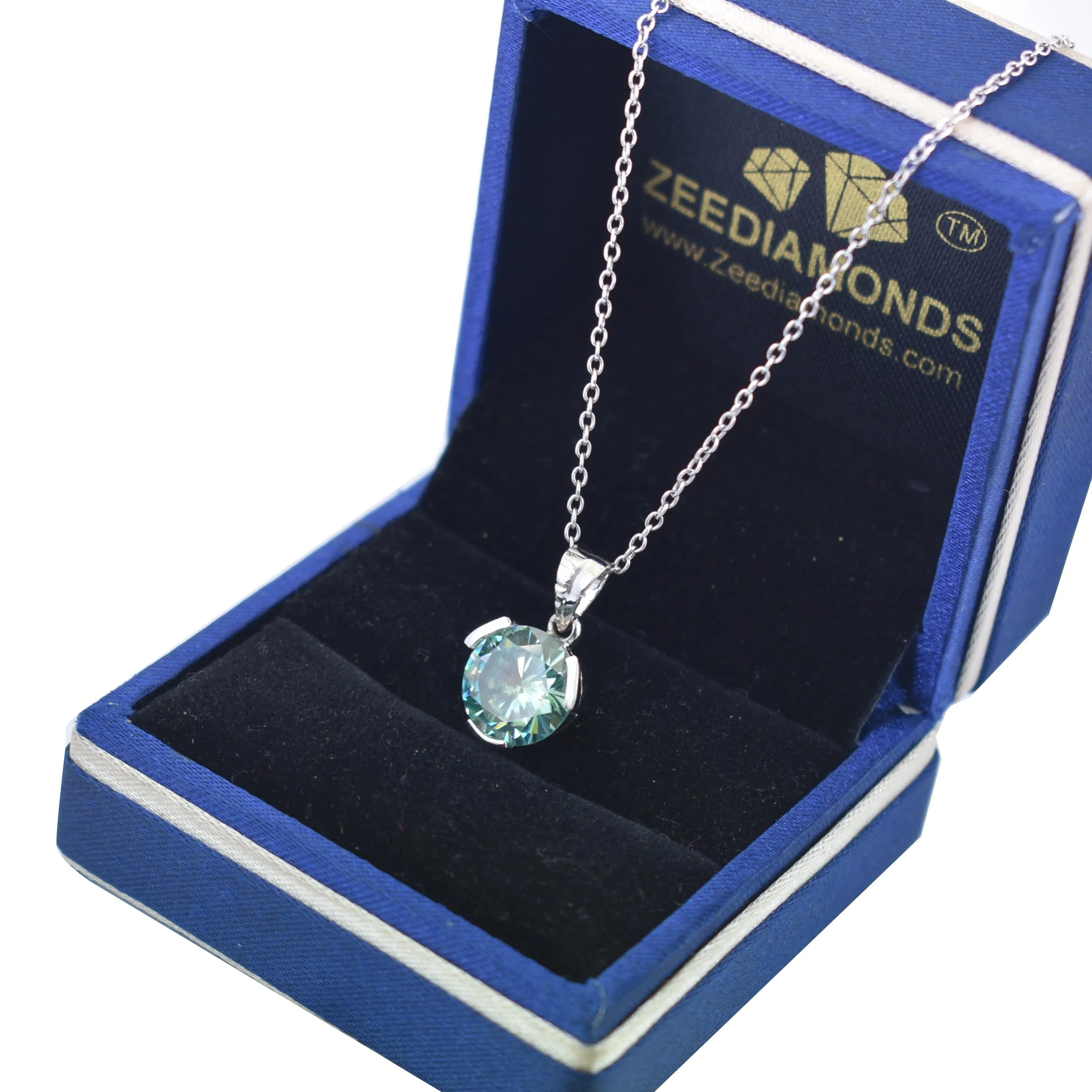 3 Carat Certified Amazing Blue Diamond Solitaire Pendant in 925 Silver, Great Shine & Elegant! Ideal Gift For Wife ,Girlfriend