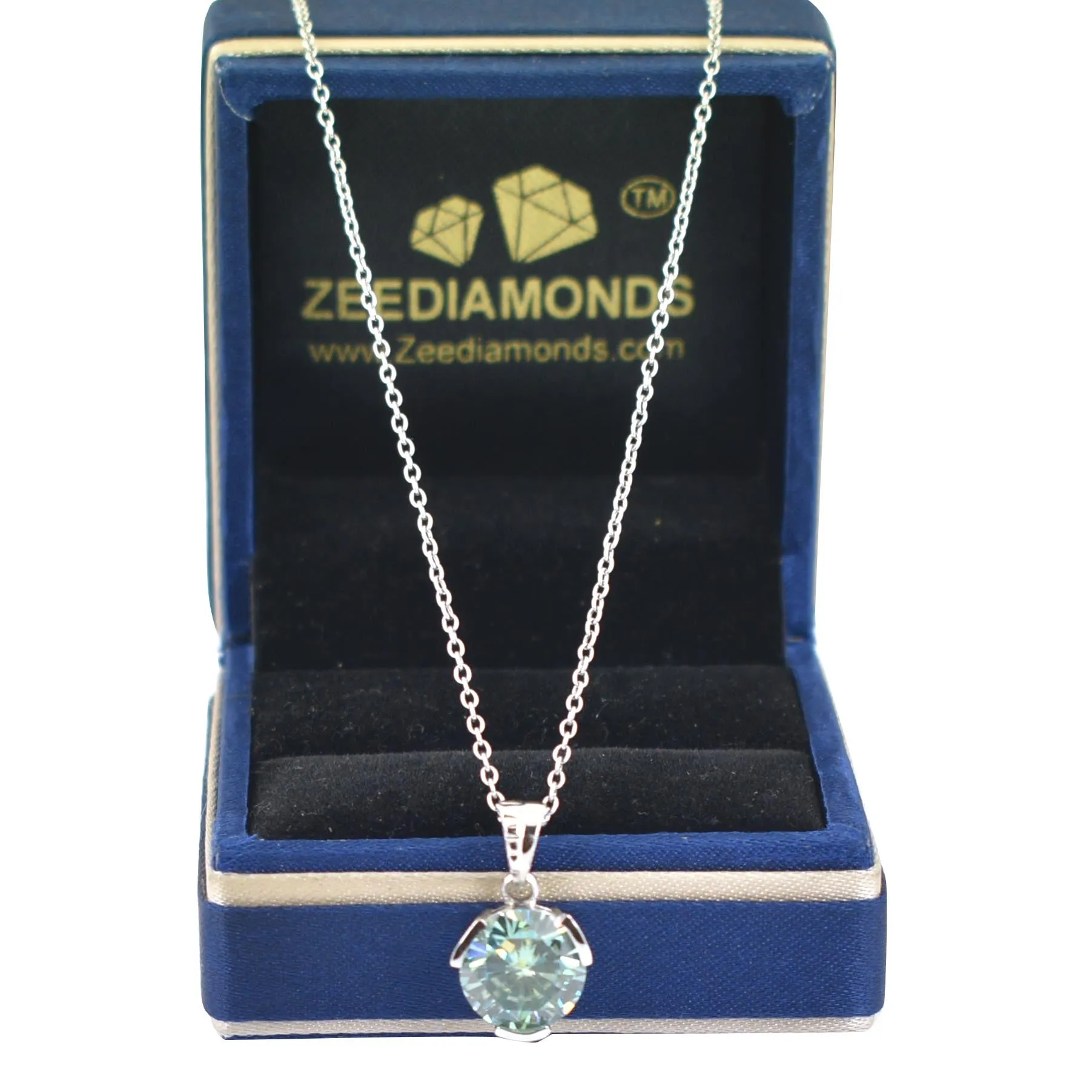 3 Carat Certified Amazing Blue Diamond Solitaire Pendant in 925 Silver, Great Shine & Elegant! Ideal Gift For Wife ,Girlfriend
