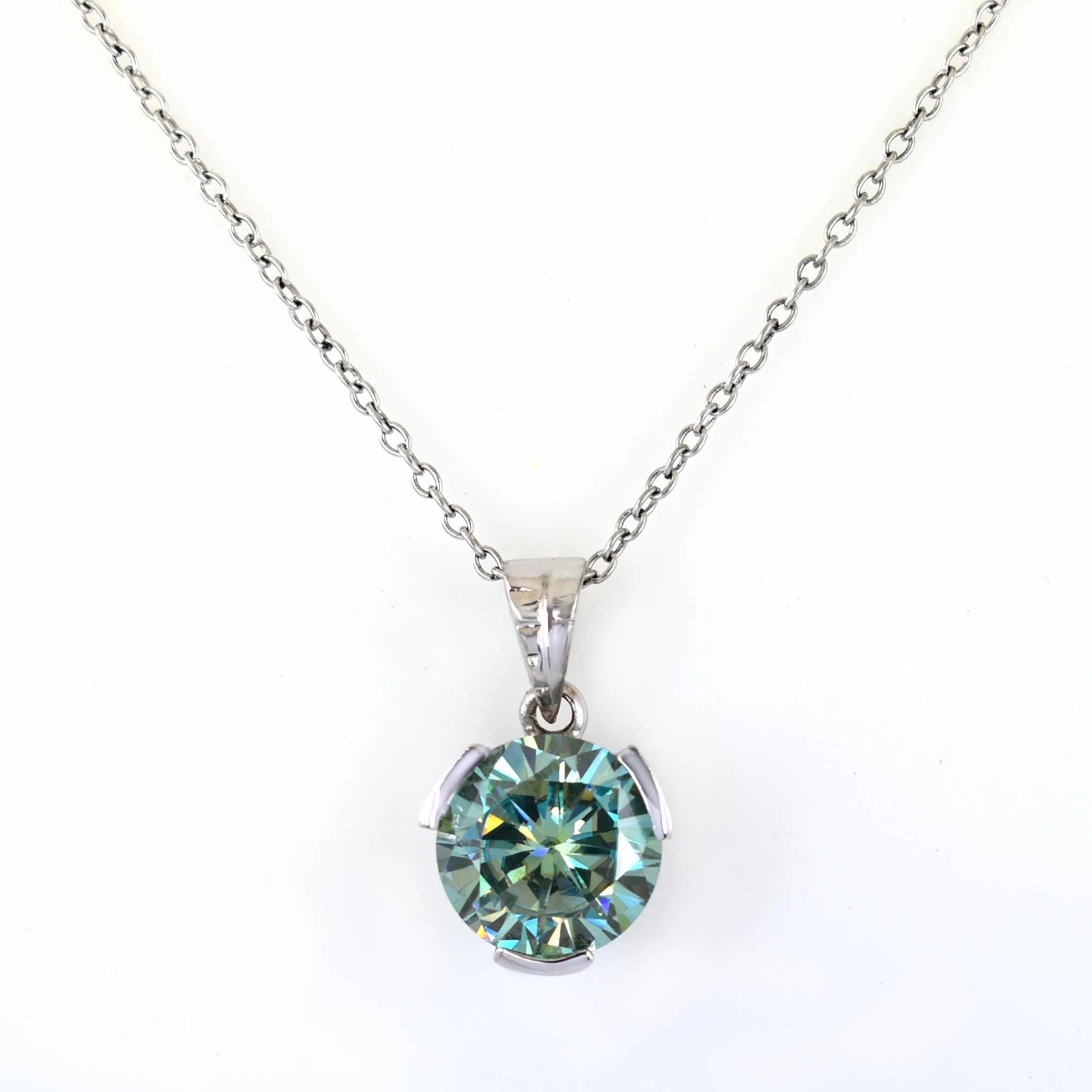 3 Carat Certified Amazing Blue Diamond Solitaire Pendant in 925 Silver, Great Shine & Elegant! Ideal Gift For Wife ,Girlfriend