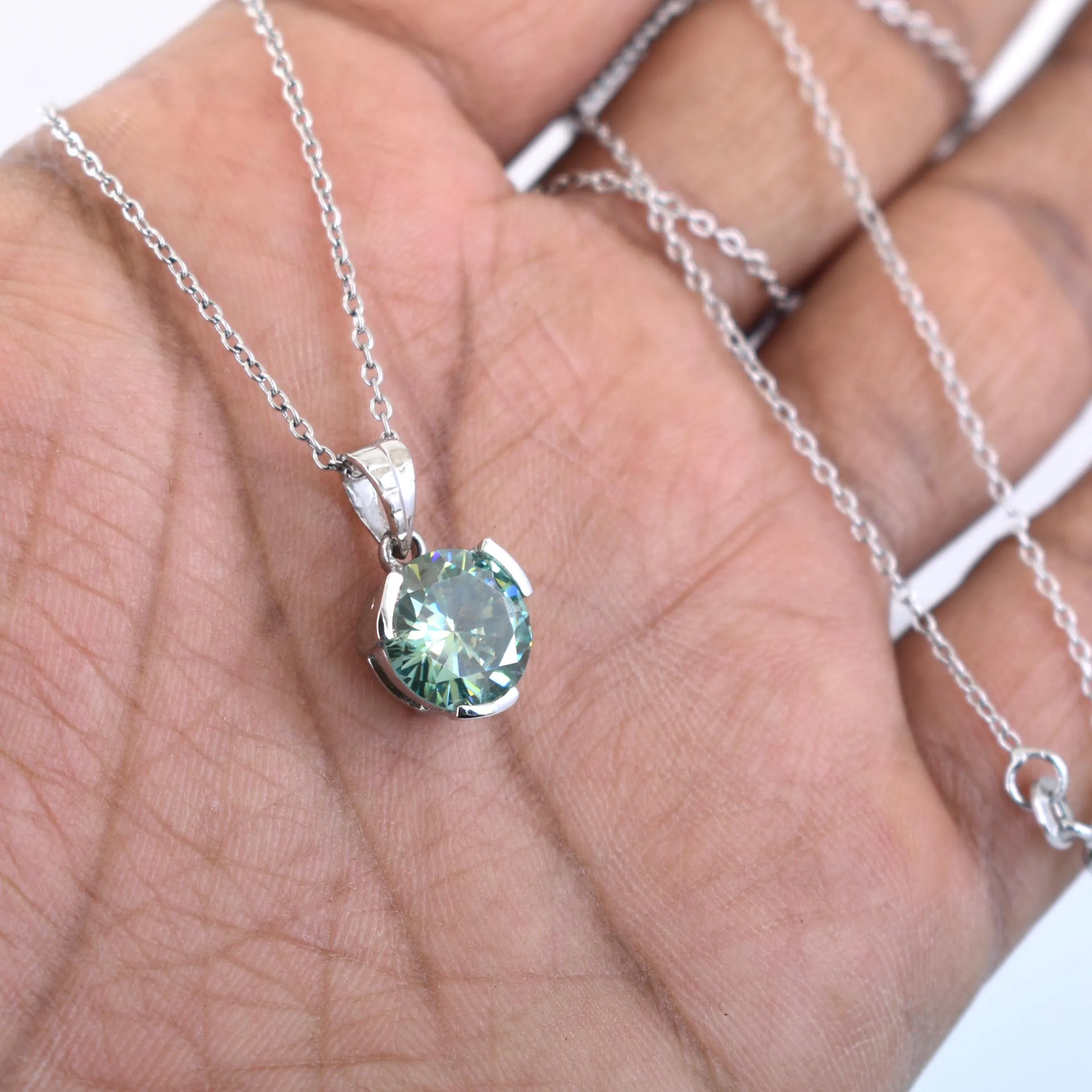 3 Carat Certified Amazing Blue Diamond Solitaire Pendant in 925 Silver, Great Shine & Elegant! Ideal Gift For Wife ,Girlfriend