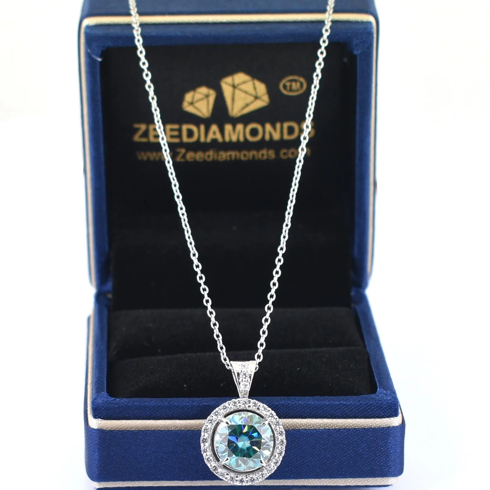 3 Ct Certified Amazing Blue Diamond Pendant with White Accents in 925 Silver, Very Latest Design & Elegant Shine! Ideal Gift For Wife, Girlfriend! Certified Diamond