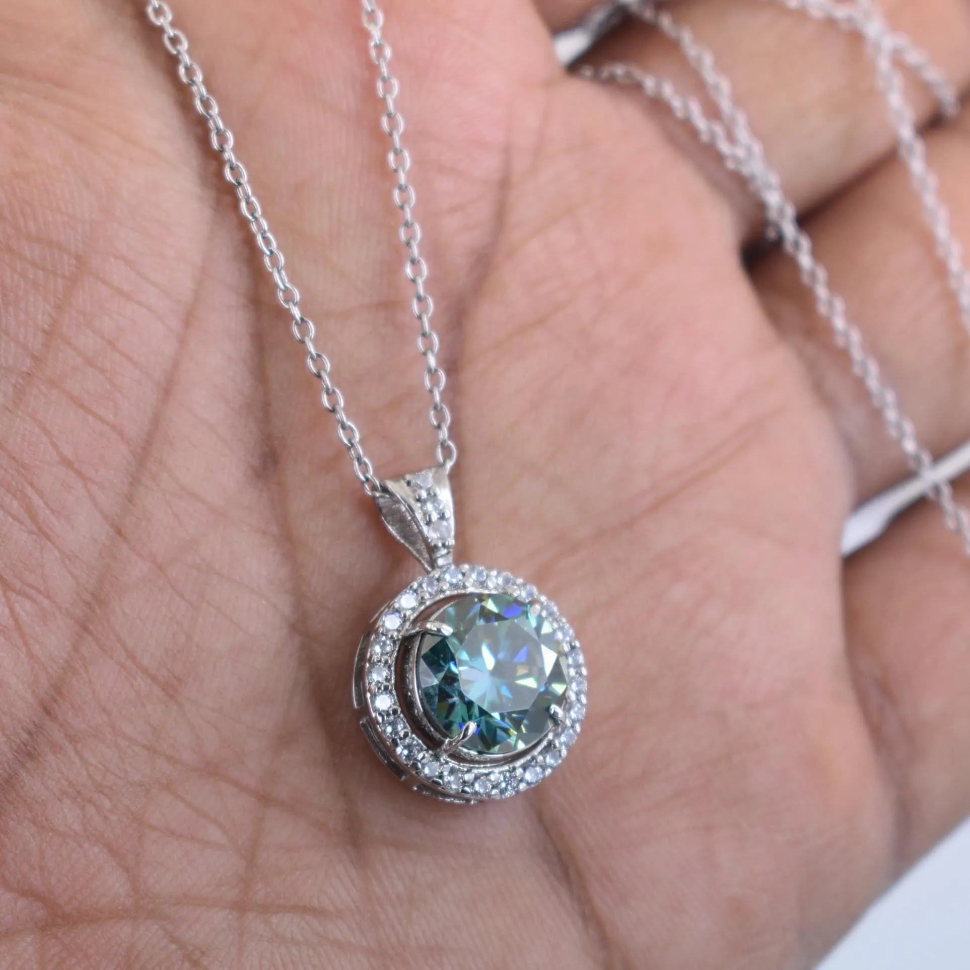 3 Ct Certified Amazing Blue Diamond Pendant with White Accents in 925 Silver, Very Latest Design & Elegant Shine! Ideal Gift For Wife, Girlfriend! Certified Diamond