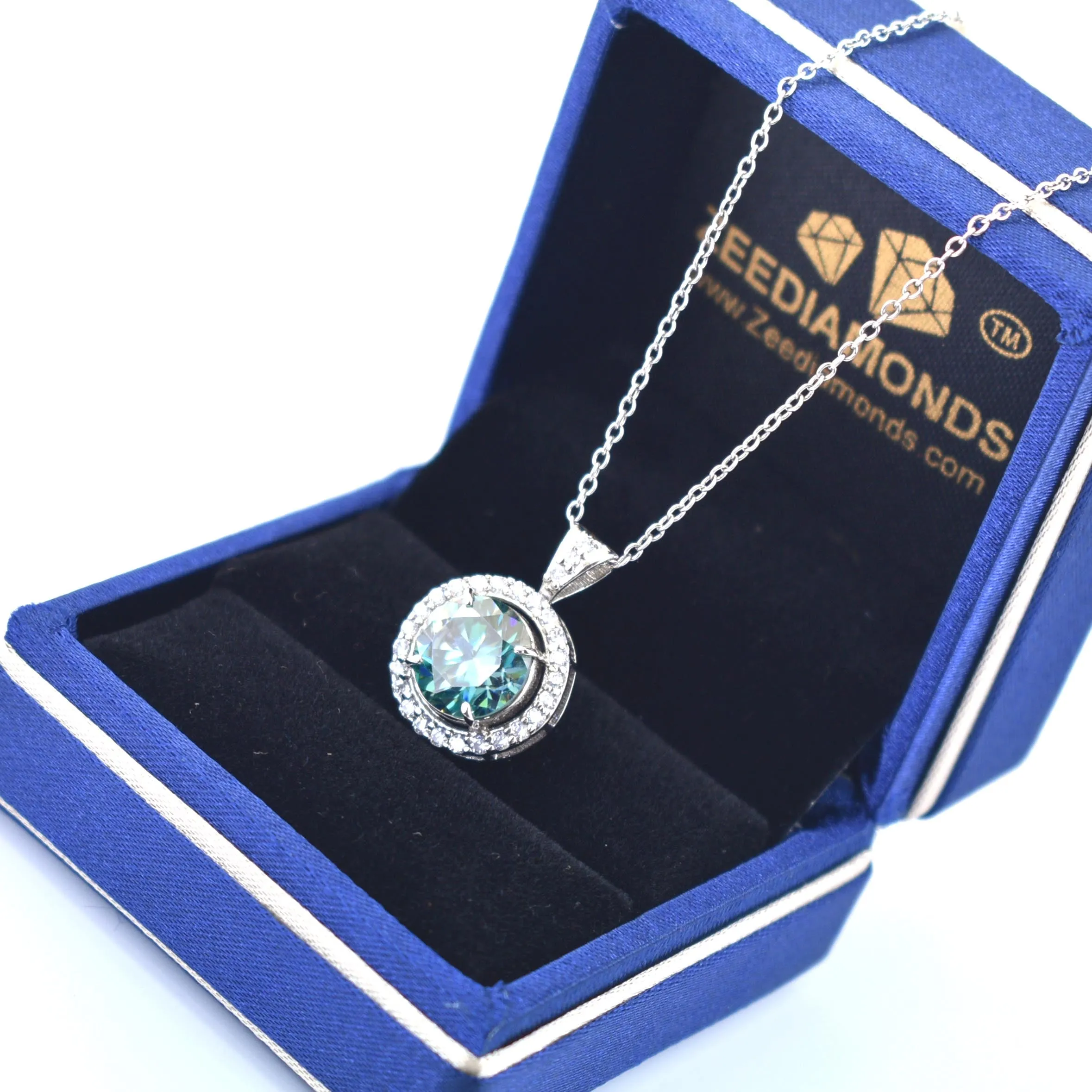 3 Ct Certified Amazing Blue Diamond Pendant with White Accents in 925 Silver, Very Latest Design & Elegant Shine! Ideal Gift For Wife, Girlfriend! Certified Diamond