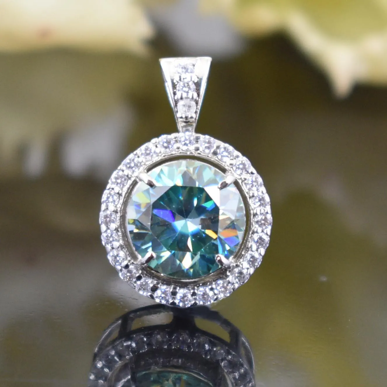 3 Ct Certified Amazing Blue Diamond Pendant with White Accents in 925 Silver, Very Latest Design & Elegant Shine! Ideal Gift For Wife, Girlfriend! Certified Diamond