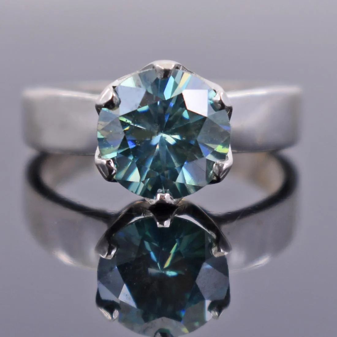 3.05 Ct AAA Certified Blue Diamond Solitaire Ring, Great Shine & Bling !